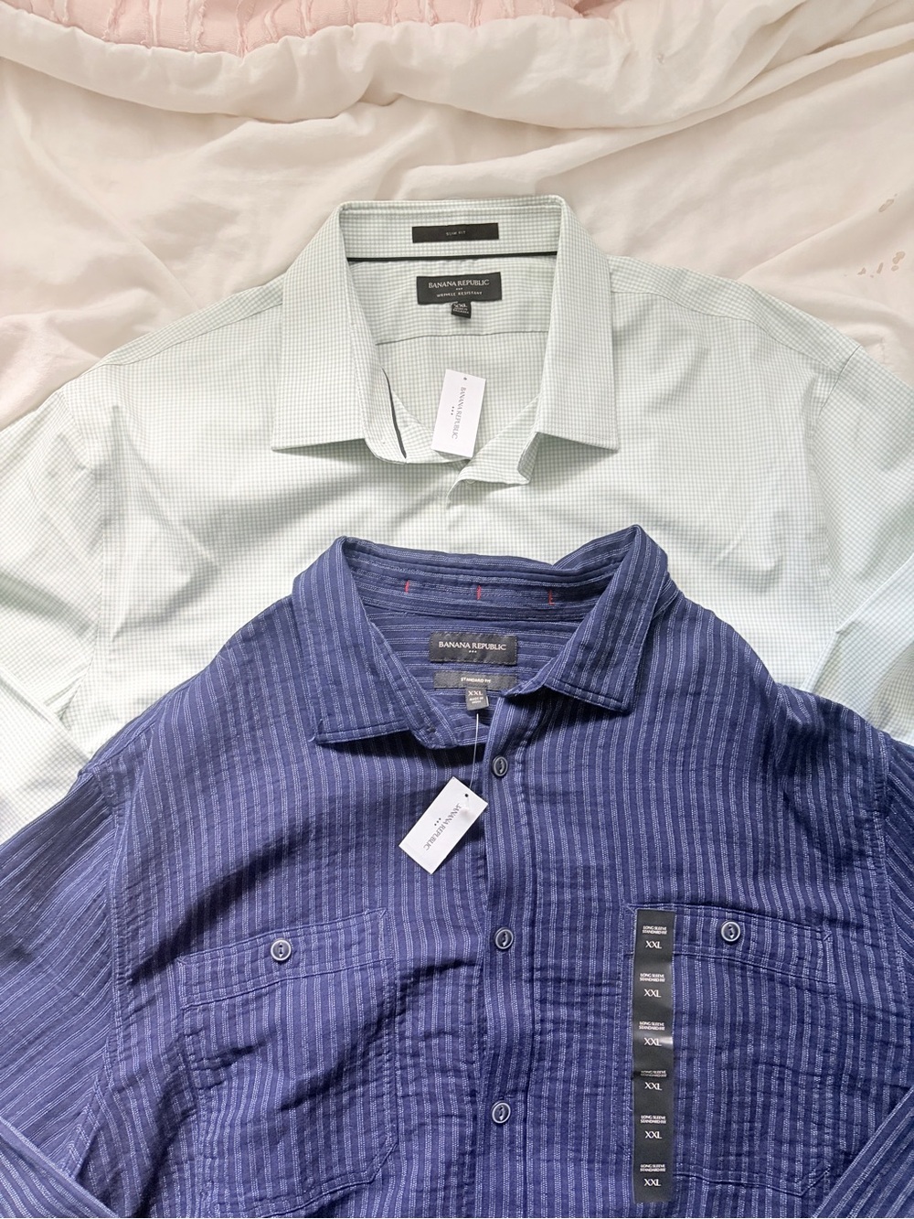 NWT Banana Republic Menswear Bundle (Green Dress Shirt & Blue Utility Shirt XXL)